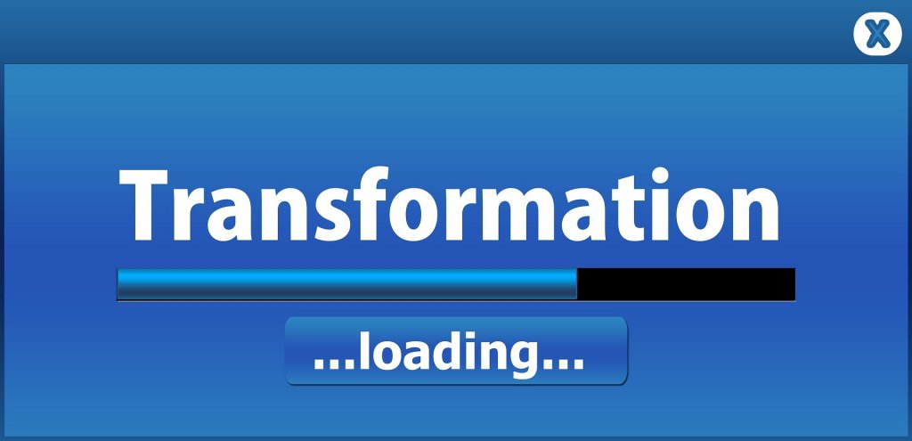 a blue background with the words transforming and loading