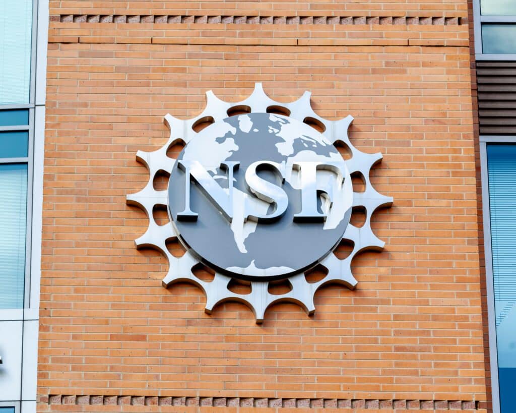 Washington D.C., USA - February 29, 2020: Seal of The National Science Foundation (NSF) in Washington D.C., USA. NSF is a United States government agency.