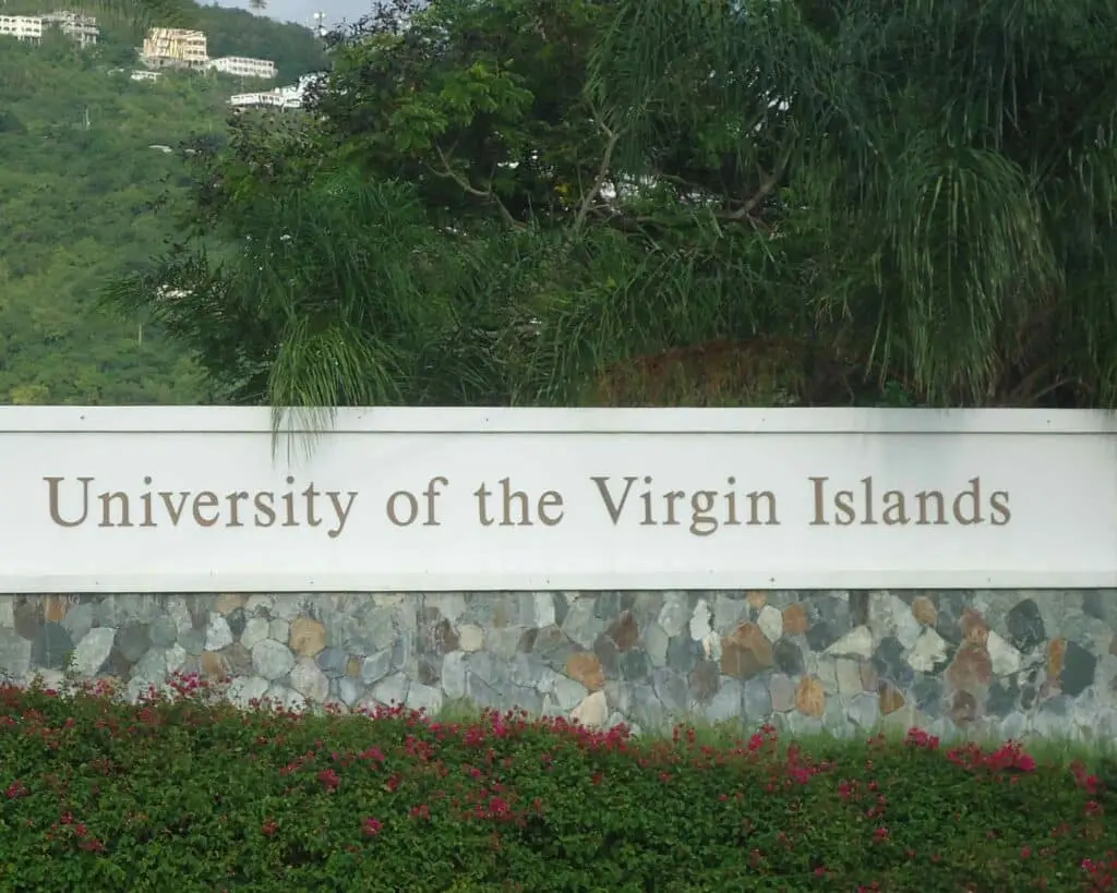 the university of the virgin islands sign is shown