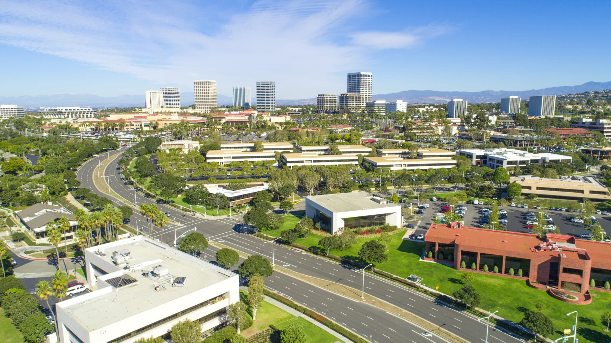 an aerial view of a city with lots of buildings